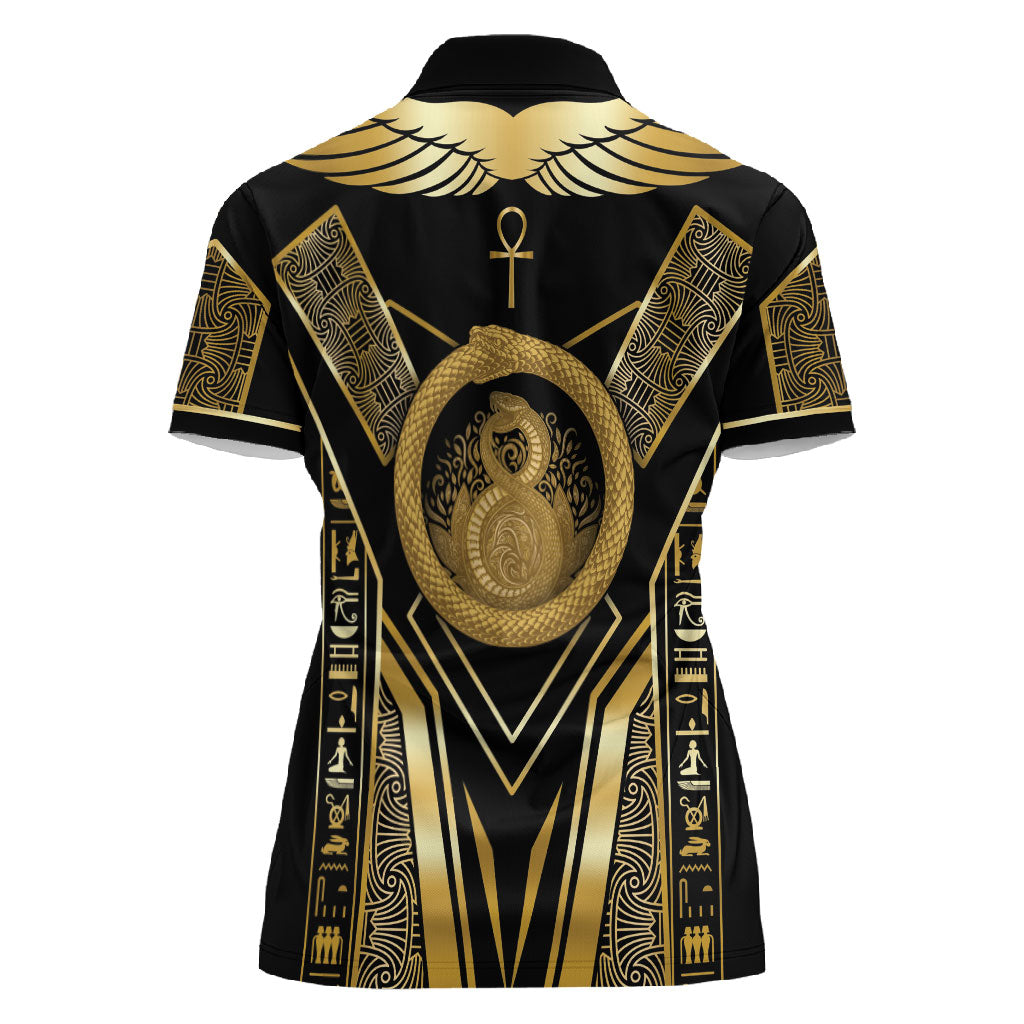 Egypt Ouroboros Women Polo Shirt Ancient Mythology Infinity Serpent Gold