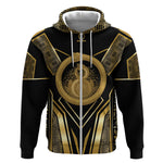 Egypt Ouroboros Zip Hoodie Ancient Mythology Infinity Serpent Gold