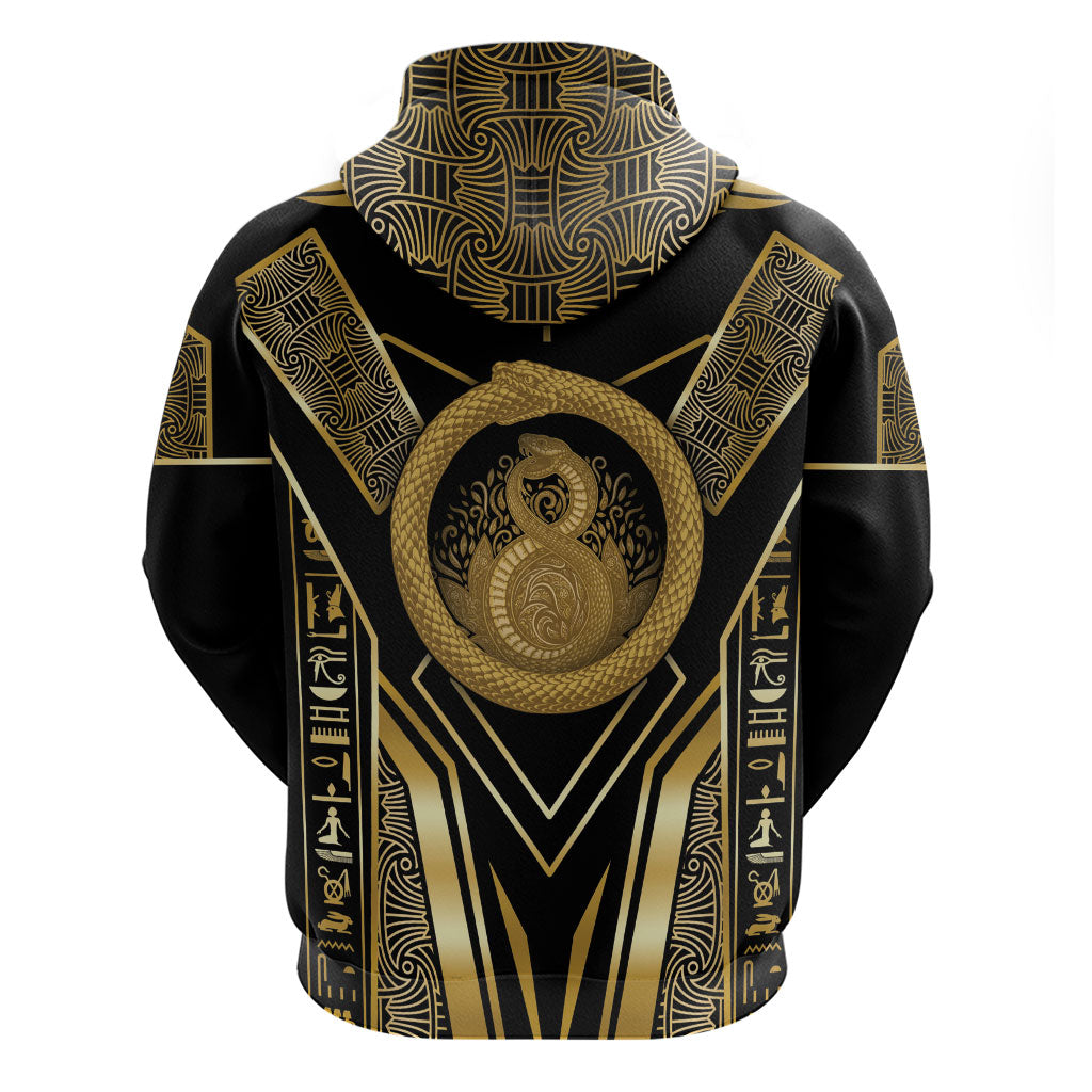 Egypt Ouroboros Zip Hoodie Ancient Mythology Infinity Serpent Gold