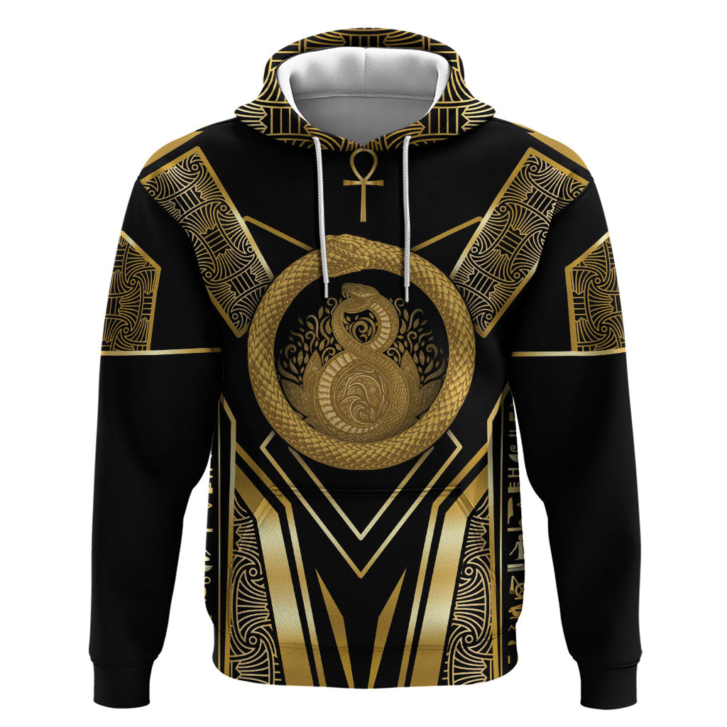 Egypt Ouroboros Zip Hoodie Ancient Mythology Infinity Serpent Gold