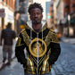 Egypt Ouroboros Zip Hoodie Ancient Mythology Infinity Serpent Gold