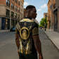 Egypt Ouroboros Zipper Polo Shirt Ancient Mythology Infinity Serpent Gold