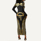 Egypt Amenta Long Sleeve Bodycon Dress Ancient Mythology Underworld Realm