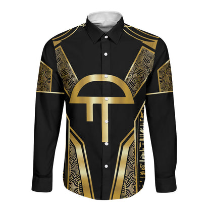 Egypt Amenta Long Sleeve Button Shirt Ancient Mythology Underworld Realm