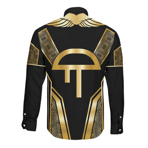 Egypt Amenta Long Sleeve Button Shirt Ancient Mythology Underworld Realm