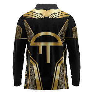 Egypt Amenta Long Sleeve Polo Shirt Ancient Mythology Underworld Realm