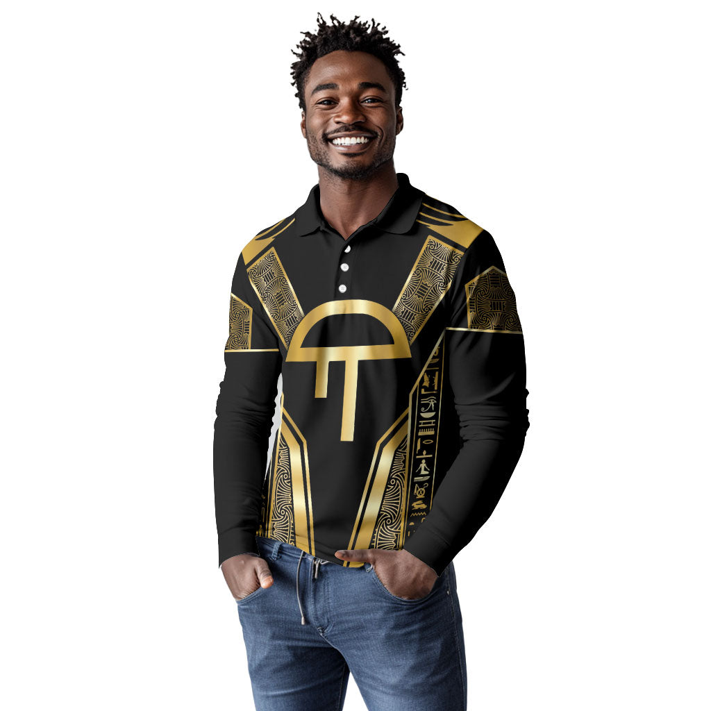 Egypt Amenta Long Sleeve Polo Shirt Ancient Mythology Underworld Realm