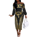 Egypt Amenta Off The Shoulder Long Sleeve Dress Ancient Mythology Underworld Realm