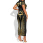 Egypt Amenta Short Sleeve Bodycon Dress Ancient Mythology Underworld Realm