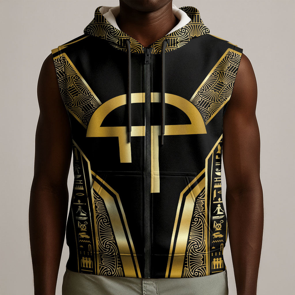 Egypt Amenta Sleeveless Zip Hoodie Ancient Mythology Underworld Realm