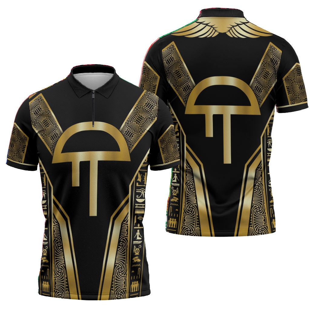 Egypt Amenta Zipper Polo Shirt Ancient Mythology Underworld Realm