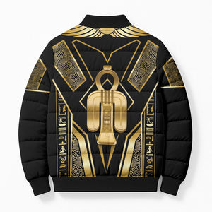 Egypt Tyet Bomber Puffer Jacket Ancient Mythology Knot Of Isis Gold