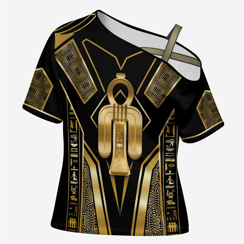 Egypt Tyet Cross Shoulder Shirt Ancient Mythology Knot Of Isis Gold