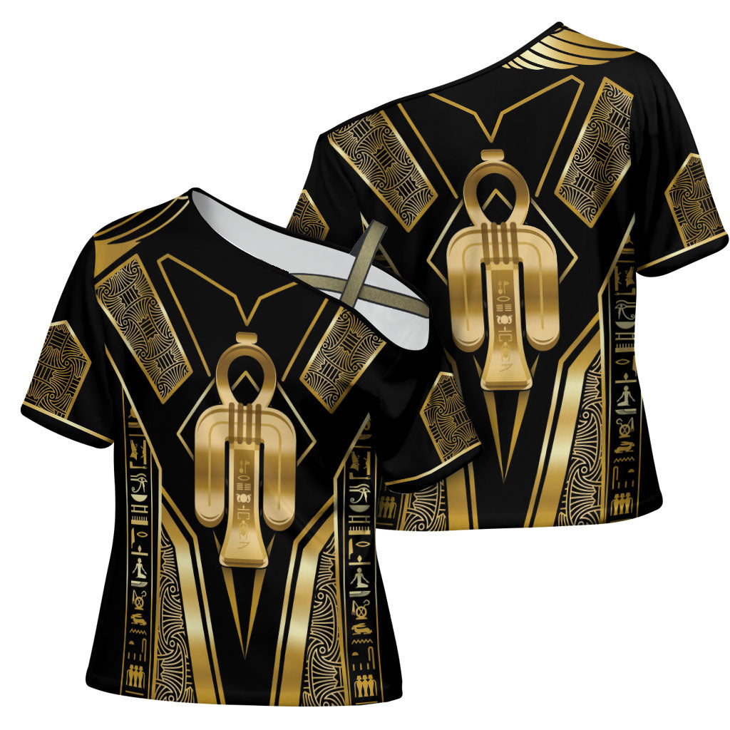 Egypt Tyet Cross Shoulder Shirt Ancient Mythology Knot Of Isis Gold
