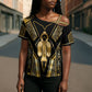 Egypt Tyet Cross Shoulder Shirt Ancient Mythology Knot Of Isis Gold