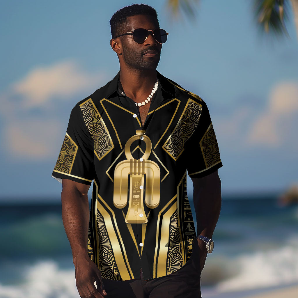 Egypt Tyet Hawaiian Shirt Ancient Mythology Knot Of Isis Gold