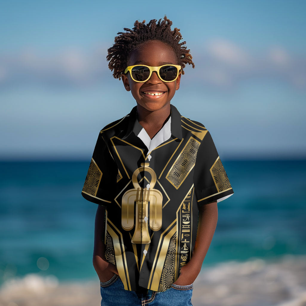 Egypt Tyet Kid Hawaiian Shirt Ancient Mythology Knot Of Isis Gold
