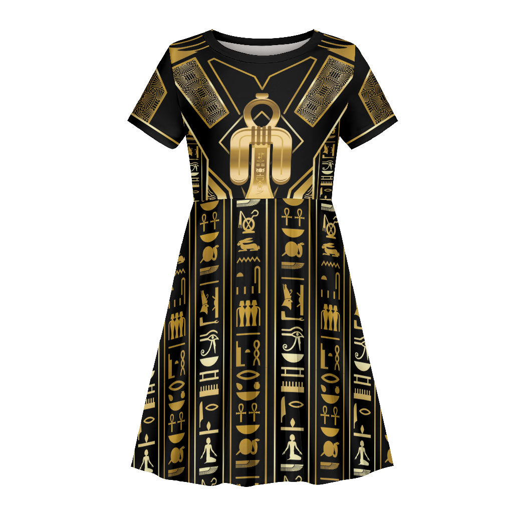 Egypt Tyet Kid Short Sleeve Dress Ancient Mythology Knot Of Isis Gold