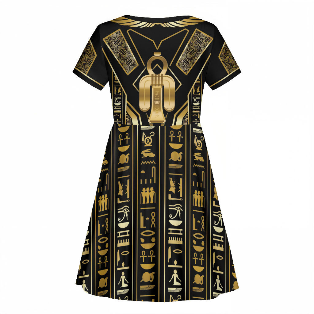 Egypt Tyet Kid Short Sleeve Dress Ancient Mythology Knot Of Isis Gold