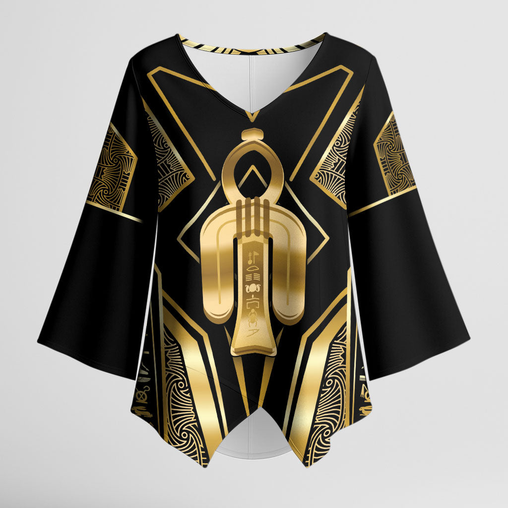 Egypt Tyet Kimono Sleeve Blouse Ancient Mythology Knot Of Isis Gold