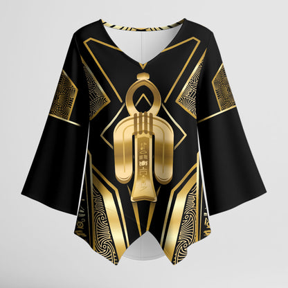 Egypt Tyet Kimono Sleeve Blouse Ancient Mythology Knot Of Isis Gold