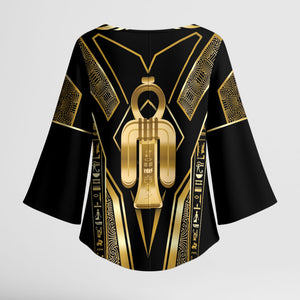 Egypt Tyet Kimono Sleeve Blouse Ancient Mythology Knot Of Isis Gold