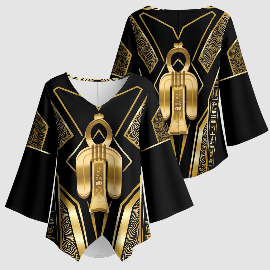 Egypt Tyet Kimono Sleeve Blouse Ancient Mythology Knot Of Isis Gold