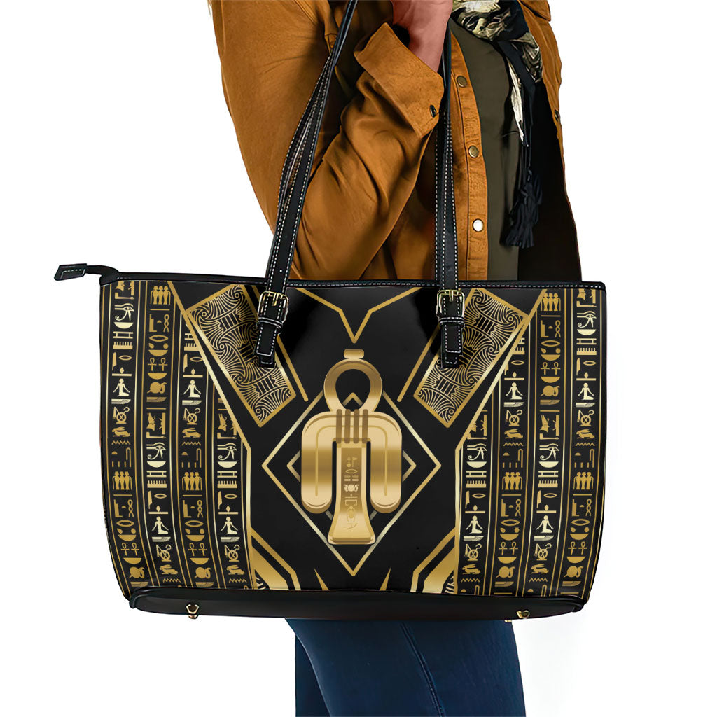 Egypt Tyet Leather Tote Bag Ancient Mythology Knot Of Isis Gold