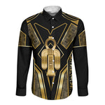 Egypt Tyet Long Sleeve Button Shirt Ancient Mythology Knot Of Isis Gold