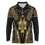 Egypt Tyet Long Sleeve Polo Shirt Ancient Mythology Knot Of Isis Gold
