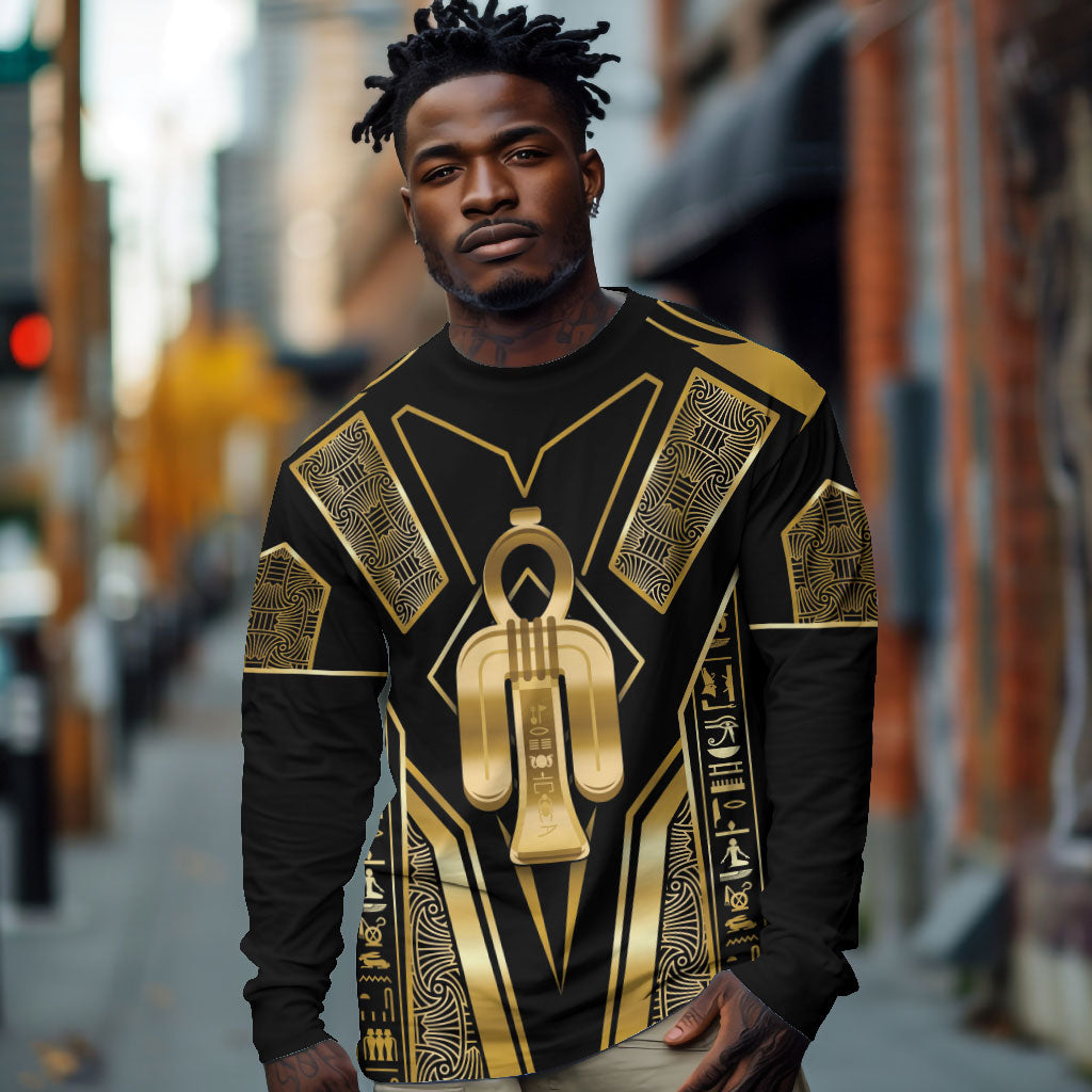 Egypt Tyet Long Sleeve Shirt Ancient Mythology Knot Of Isis Gold