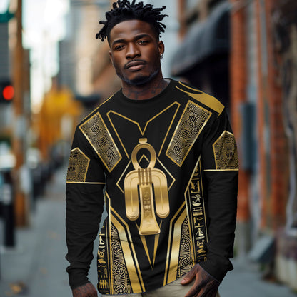 Egypt Tyet Long Sleeve Shirt Ancient Mythology Knot Of Isis Gold