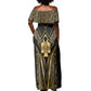 Egypt Tyet Off Shoulder Maxi Dress Ancient Mythology Knot Of Isis Gold