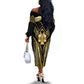 Egypt Tyet Off The Shoulder Long Sleeve Dress Ancient Mythology Knot Of Isis Gold