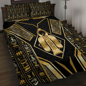 Egypt Tyet Quilt Bed Set Ancient Mythology Knot Of Isis Gold