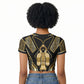 Egypt Tyet Raglan Cropped T shirt Ancient Mythology Knot Of Isis Gold