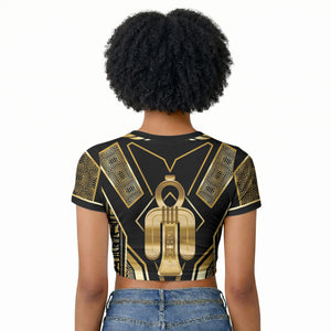 Egypt Tyet Raglan Cropped T shirt Ancient Mythology Knot Of Isis Gold