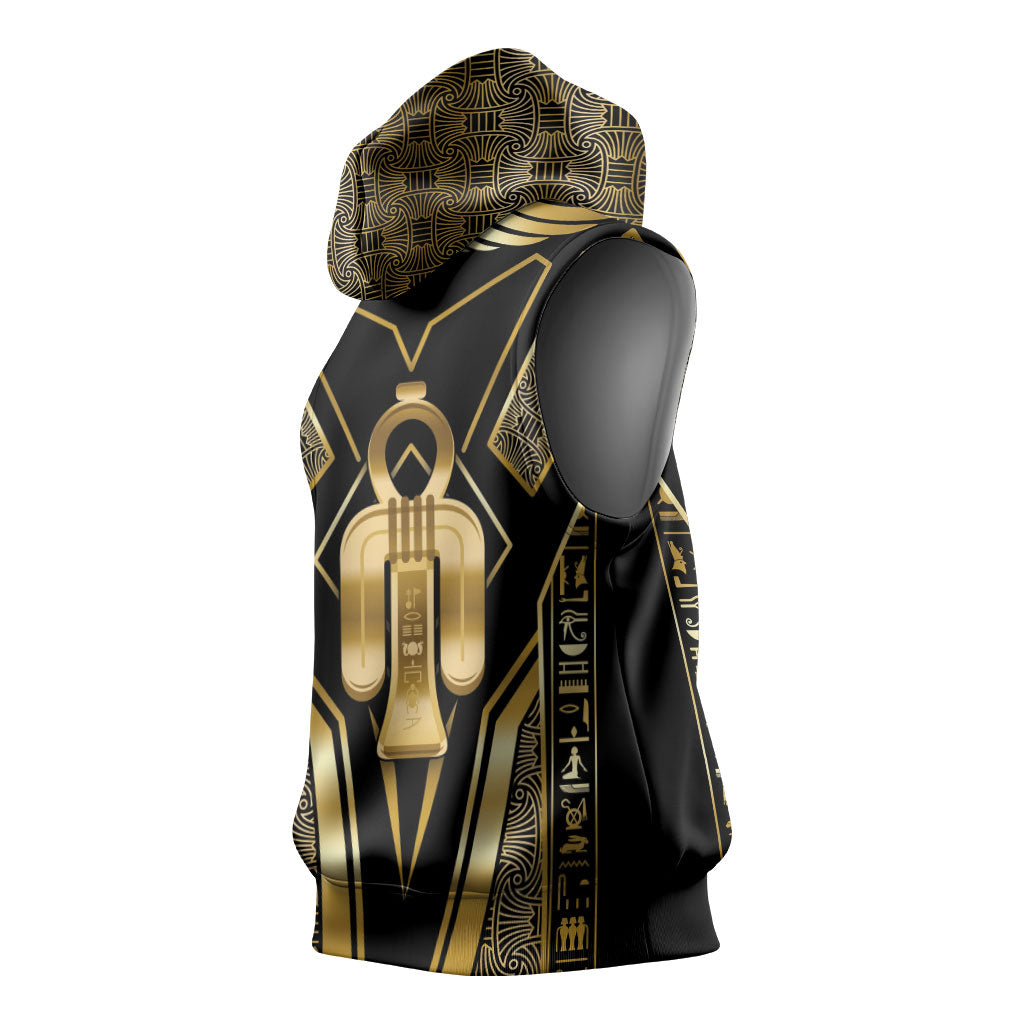 Egypt Tyet Sleeveless Hoodie Ancient Mythology Knot Of Isis Gold