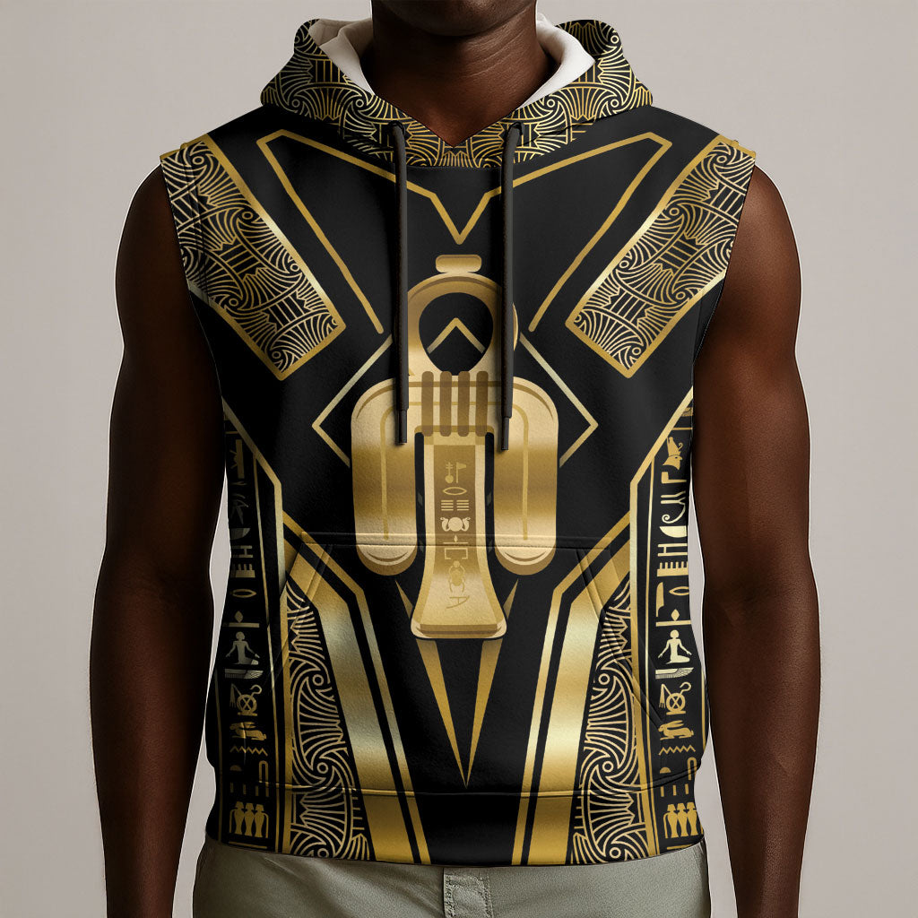 Egypt Tyet Sleeveless Hoodie Ancient Mythology Knot Of Isis Gold