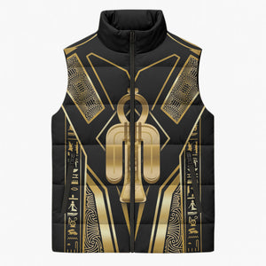 Egypt Tyet Sleeveless Puffer Jacket Ancient Mythology Knot Of Isis Gold