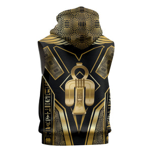 Egypt Tyet Sleeveless Zip Hoodie Ancient Mythology Knot Of Isis Gold
