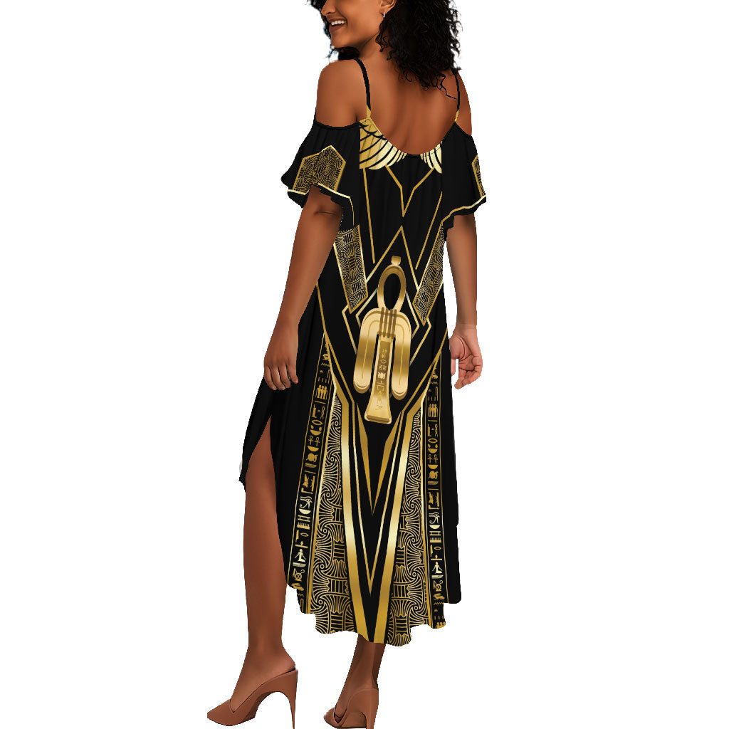 Egypt Tyet Summer Maxi Dress Ancient Mythology Knot Of Isis Gold