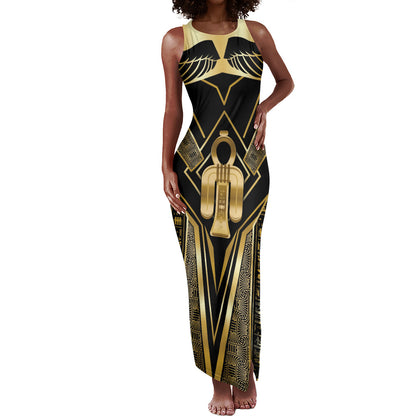 Egypt Tyet Tank Maxi Dress Ancient Mythology Knot Of Isis Gold