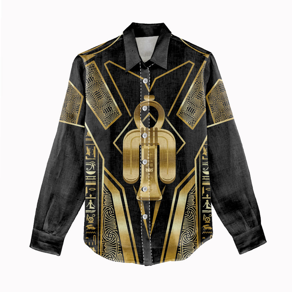Egypt Tyet Women Casual Shirt Ancient Mythology Knot Of Isis Gold