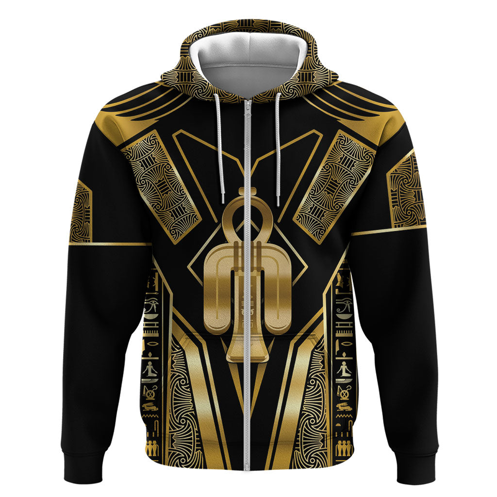Egypt Tyet Zip Hoodie Ancient Mythology Knot Of Isis Gold