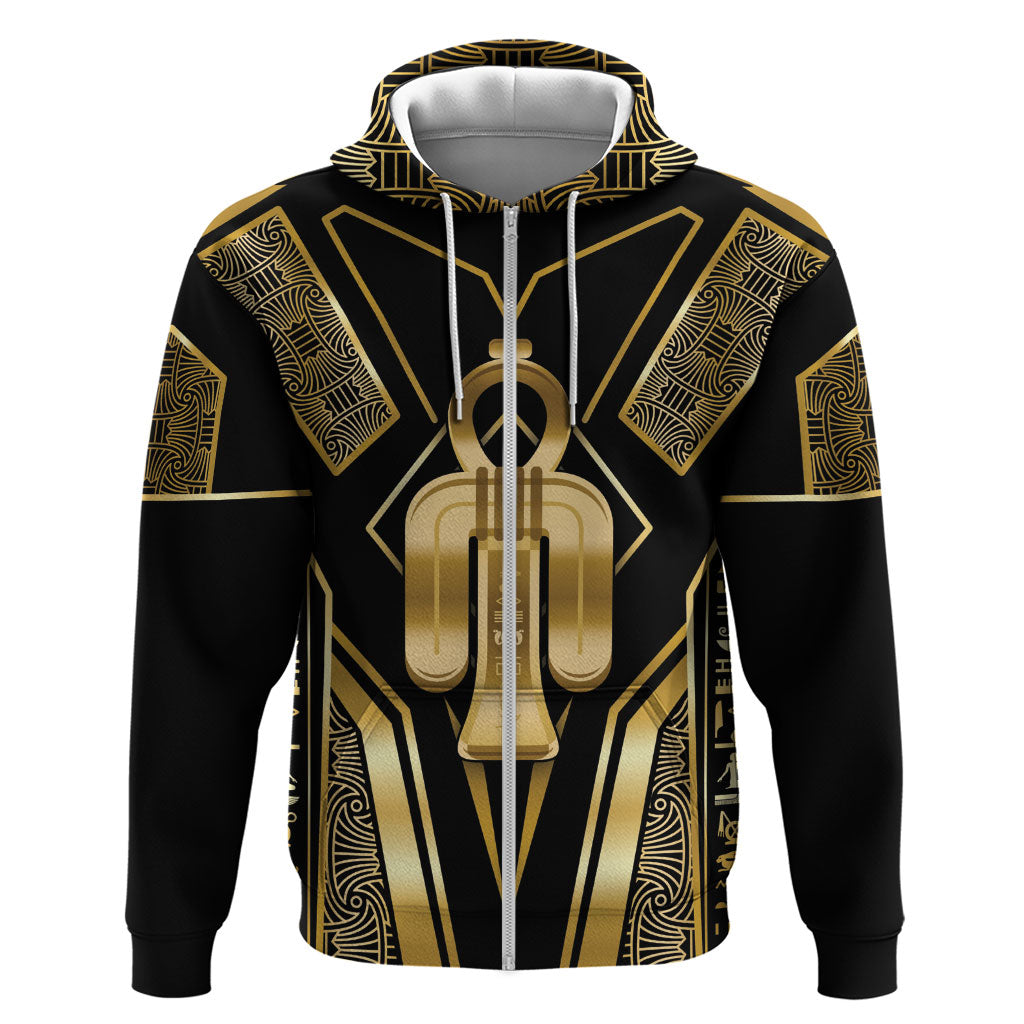 Egypt Tyet Zip Hoodie Ancient Mythology Knot Of Isis Gold