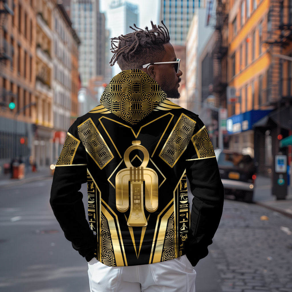 Egypt Tyet Zip Hoodie Ancient Mythology Knot Of Isis Gold
