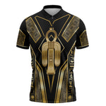 Egypt Tyet Zipper Polo Shirt Ancient Mythology Knot Of Isis Gold