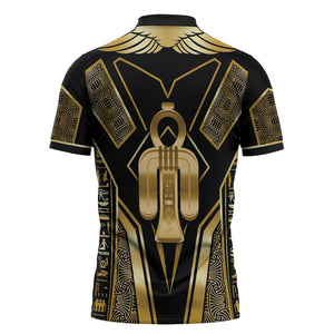 Egypt Tyet Zipper Polo Shirt Ancient Mythology Knot Of Isis Gold