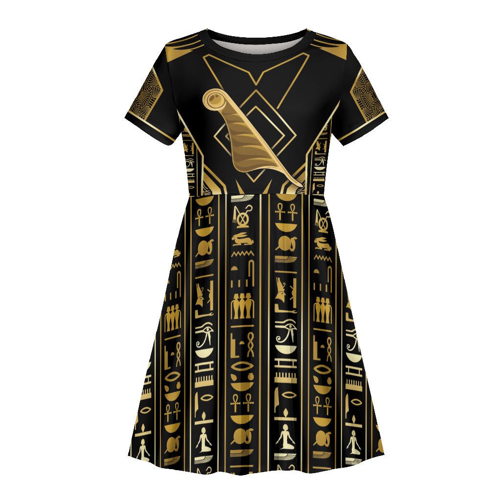 Egypt Feather Of Maat Kid Short Sleeve Dress Ancient Mythology Truth And Justice